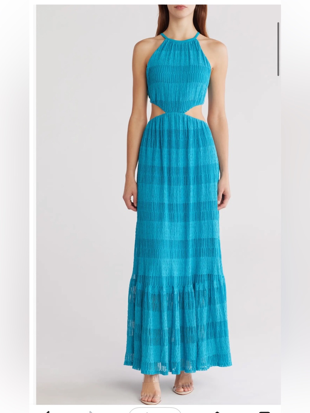 SIMKHAI Cutout cotton-blend maxi vacation dress size small NWT turquoise